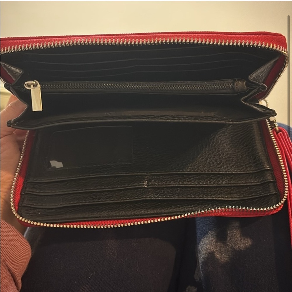 Red Leather Wristlet Wallet - Picture 4 of 9